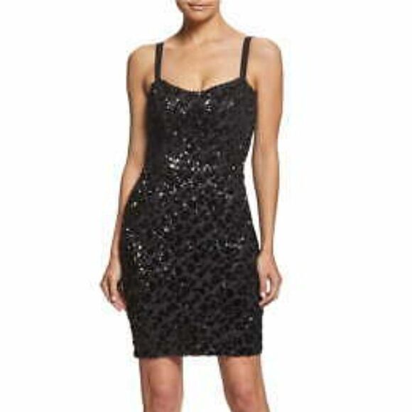 Dress the Population Lindsay Sequin Cheetah Sheath Dress size Large - NEW - Picture 2 of 13